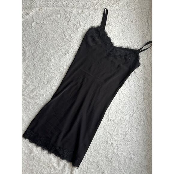 Rebecca Minkoff Black Lace Trim Midi Slip Dress Size Medium - Picture 6 of 14